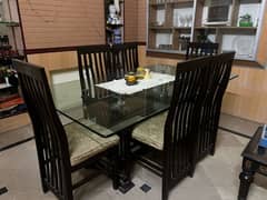 6 Chairs Dining Table with Glass Mirror