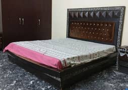 Used bed with mattress for sale with 2 side tables