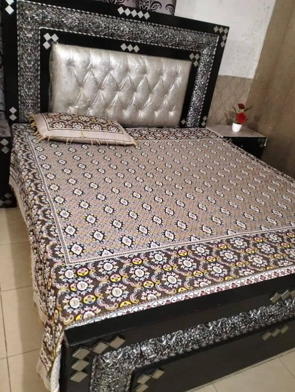 Bed set 2 side tables with metres ,dressing table and couch soffa 1