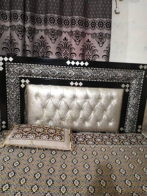 Bed set 2 side tables with metres ,dressing table and couch soffa 2