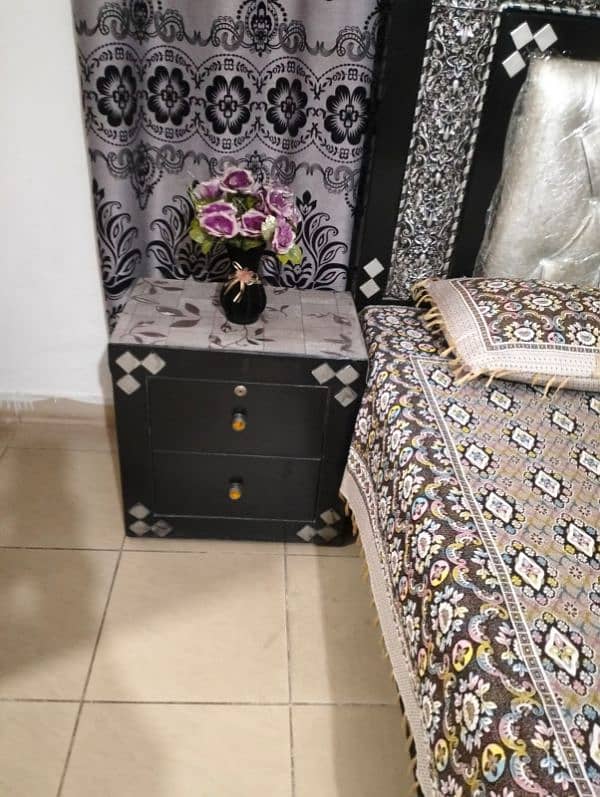 Bed set 2 side tables with metres ,dressing table and couch soffa 3