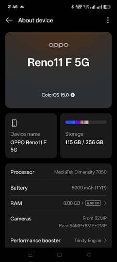 Reno11 F 5G 8/256 for Urgent Sale