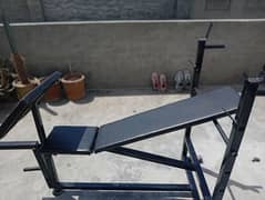 5 in 1 bench  2 rods (5 feet + 6 feet) 2 pair dumbles rods weight 40kg