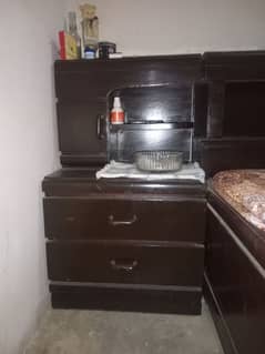 bed with side table with mattress