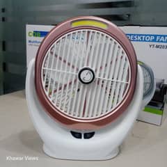 Desktop rechargeable cooling fan, and moving bracket. 3 speed controls