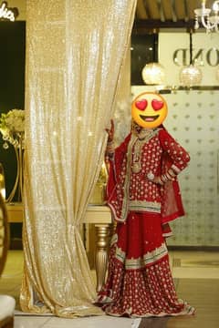 Bridal dress Deep red full Embroidery Like new condition