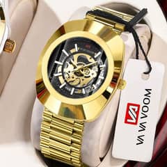 watch elliptical hollow dial gold