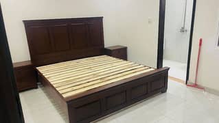 New wooden Bed with two side tables