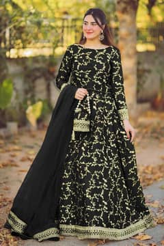 Exquisite Blue Katan Silk Embroidered Lehenga Set - 4 Pcs