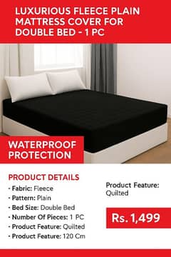 Luxurious Fleece Plain Mattress Cover for Double Bed