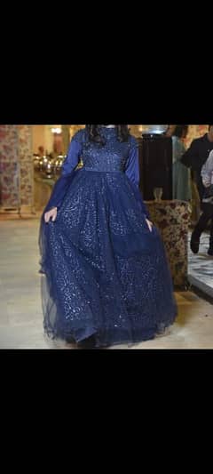 western style maxi fabri silk and net front handwork and sitar work