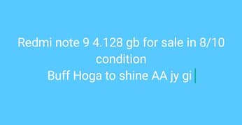 Redmi note 9 4+2 128 gb hai in 8/10 condition