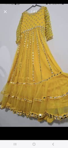 brand Saad Ibrahim Yellow Big Flare Frock/Maxi with heavy mirror work