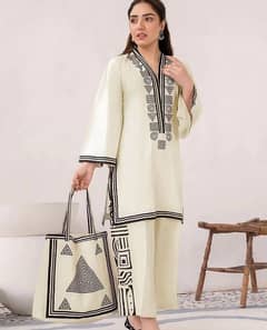 Stylish Women's Stitched Printed Shirt And Trouser Set -