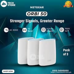 NETGEAR Orbi 50 Mesh WiFi System Pack of 3 (Renewed)