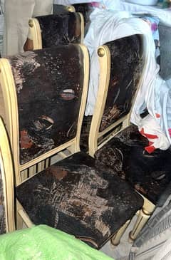 8 chairs 1 2 inch glass wood table for sale