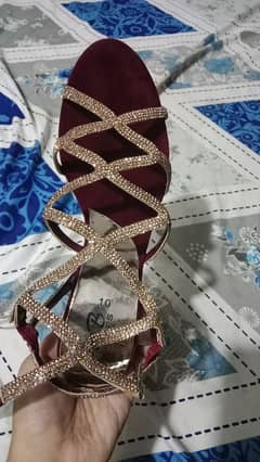 Maroon And Golden Bridal heels