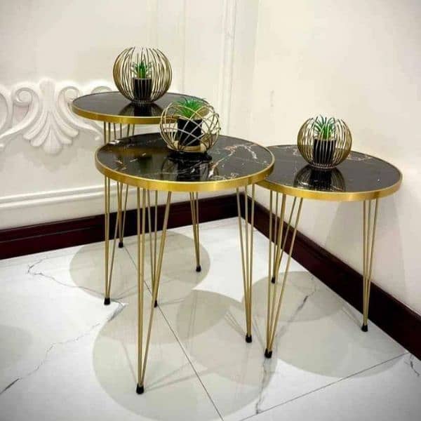 HOME ROUND SHAPE  SIDE AND NESTING TABLES 3 PCS SET 0