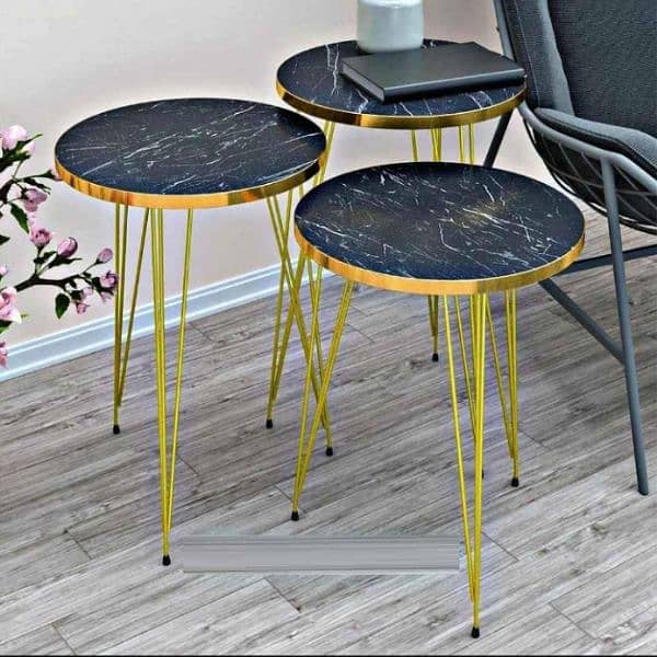 HOME ROUND SHAPE  SIDE AND NESTING TABLES 3 PCS SET 4