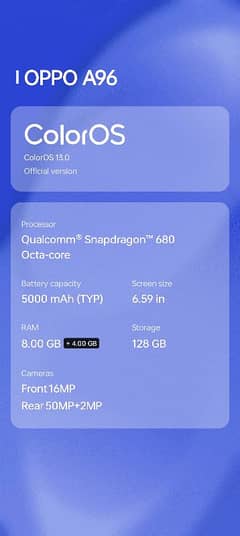 Oppo a96 8+8/128