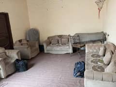 7 seater sofa and dining table without glass with 4 chairs and coushin