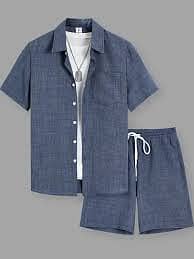 Men's Summer Casual Set Solid Color Single