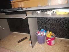 Office table for 2 PC system Decored grey & black