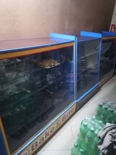 Wood and Glass Counters For Sale