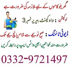 گھر کے کاموں کے لیے فی میل ہاؤس میڈ کی ضرورت ہے