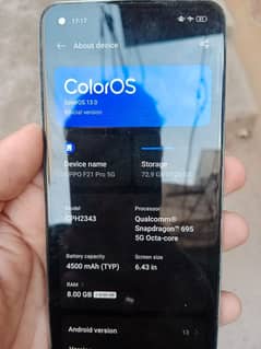 oppo f21 pro 5g 12/128 with origional panel
