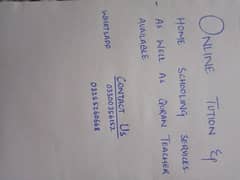 online tution and home schooling available