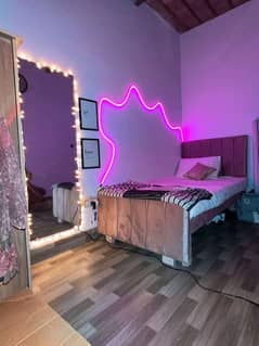 Single Pink velvet girls bed