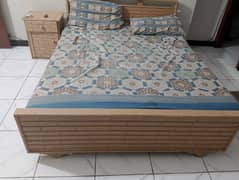 1 bed set with 2 side tables, 1 wardrobe, 3 cupboards