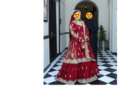 Luxury Bridal Farshi Lehnga – Worn Only Once / DeepRed + Rust Lhnga