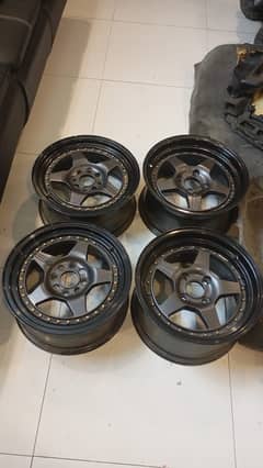 Works cr01 staggered wheels size 15 4x100 pcd 7&8jj