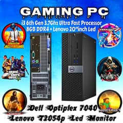 Dell OptiPlex 7040 i3 6th Gen (8GB DDR4) + Lenovo 20″ LED Monitor