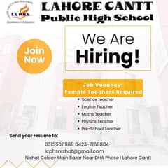 Job Vacancy: Female Teachers Required