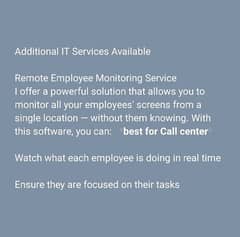 Employees Monitoring Software & Additional IT Services Available