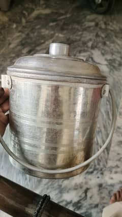 a new stainless steel bucket