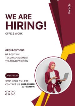 Office work vacancies available