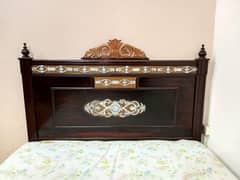 Queen Size Wooden Bed with Novelty Foam Mattress  No Side Tables