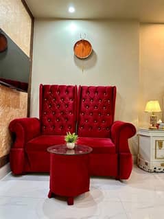 sofa set and table in brand new condition