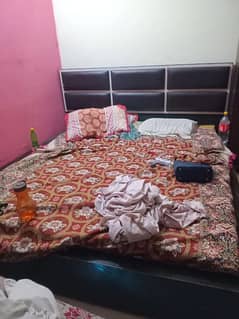 king size bed with 2 side table without mattress long mirror with draw