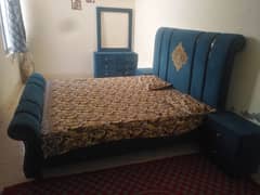 Cushion Bed king size, With Hard Mattress, Side Tables, Dressing Table