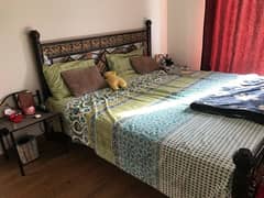 king size bed with side tables without mattress