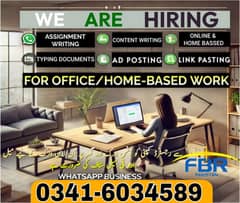 Online Jobs, Assignment Writing, Data Entry, Typing job, Part Time Job