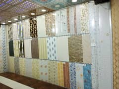 3D Wall paper-Vinyl tiles-2*2 Gypsum ceiling-Pvc marble-Pvc wall panel