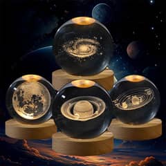 6cm 3D Laser Engraved Crystal Ball LED Night Light | USB Powered Gift