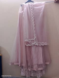 Hand Stitched Bridal Dress Pinkish Net