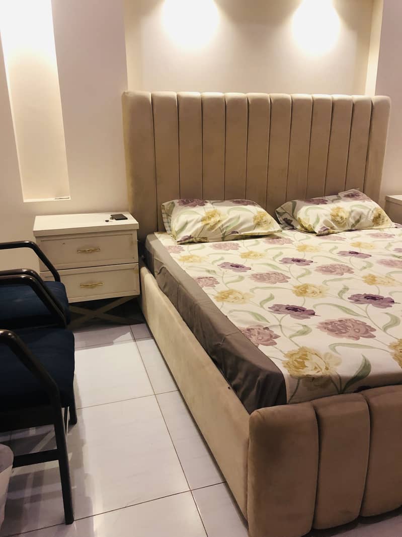 Bed set with side tables and Otoman , dressing  and spring mattress 5
